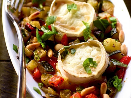 Chèvre gratiné aux petits légumes