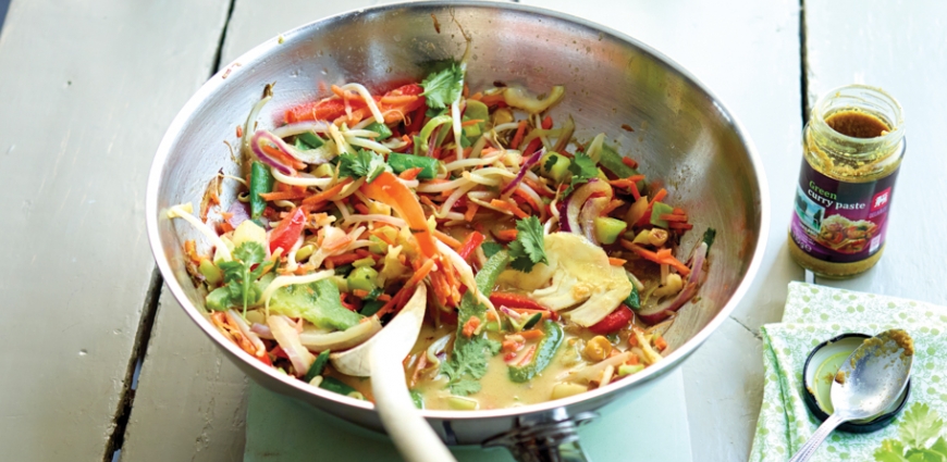 Wok de légumes au curry et coco