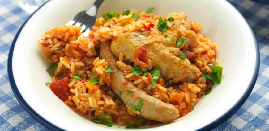 Jambalaya au poulet et aux chipolatas