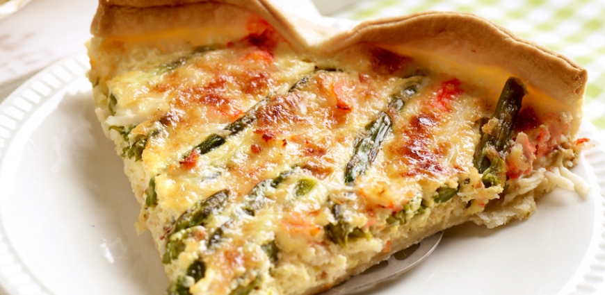 Quiche aux asperges vertes et crabe