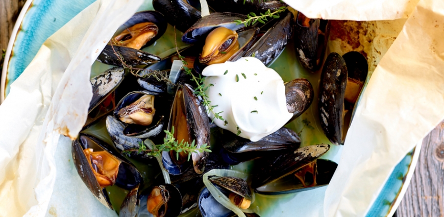 Papillotes de moules à la bière ambrée