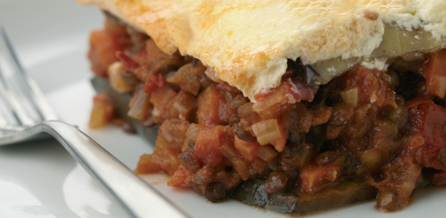 Moussaka d’aubergines et de lentilles