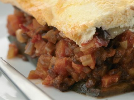 Moussaka d’aubergines et de lentilles