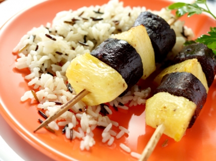 Brochettes de boudin noir à l’ananas