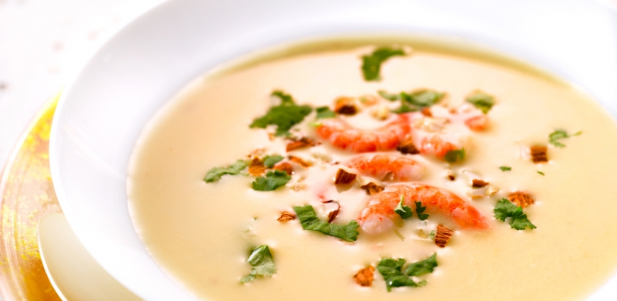 Velouté à l’ananas et aux crevettes