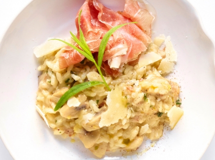 Risotto truffé aux champignons et pancetta