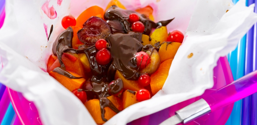 Papillotes de fruits  au chocolat