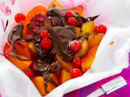 Papillotes de fruits  au chocolat
