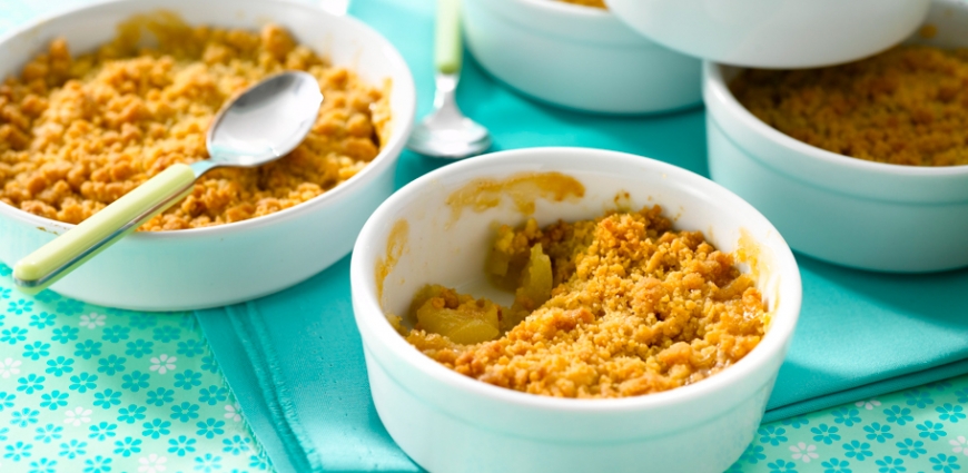 Crumble aux pommes, au beurre salé et à la cassonade