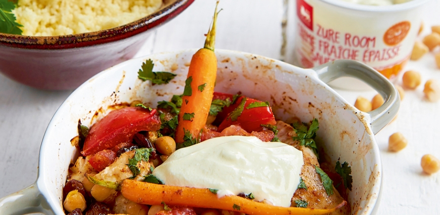 Gratin marocain aux filets de sébaste et couscous