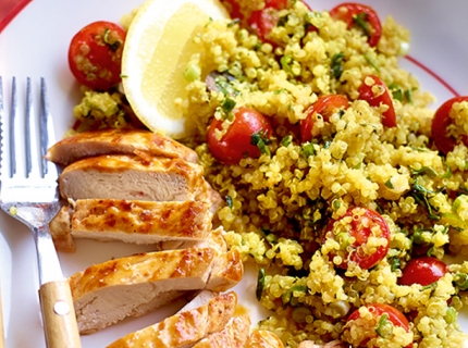 Poulet grillé et salade de quinoa façon taboulé