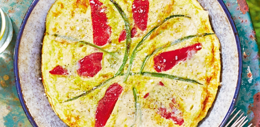 Fritatta aux pimientos del piquillo, gros sel et parmesan