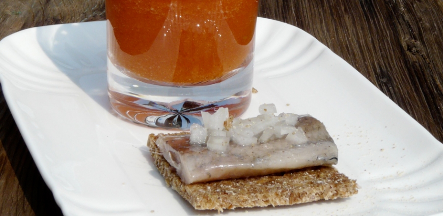 Gaspacho de melon tandoori et toast de maatjes