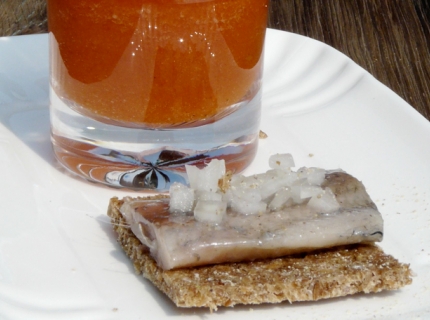 Gaspacho de melon tandoori et toast de maatjes