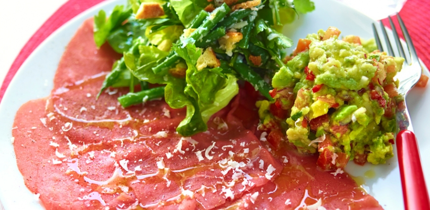 Carpaccio de bœuf au guacamole