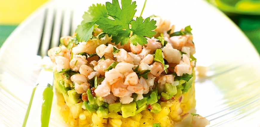 Tartare aux crevettes, avocat et ananas