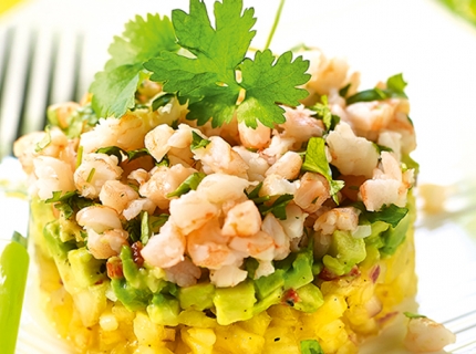 Tartare aux crevettes, avocat et ananas