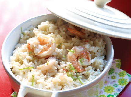 Risotto au lait de coco et aux scampis