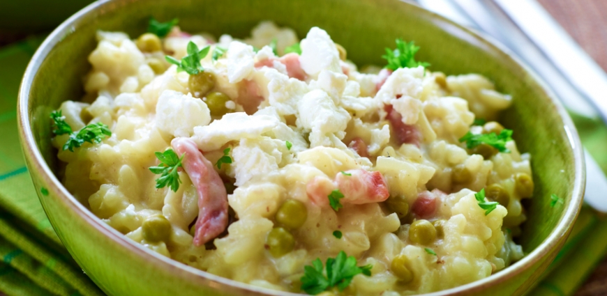 Risotto au chèvre et aux lardons