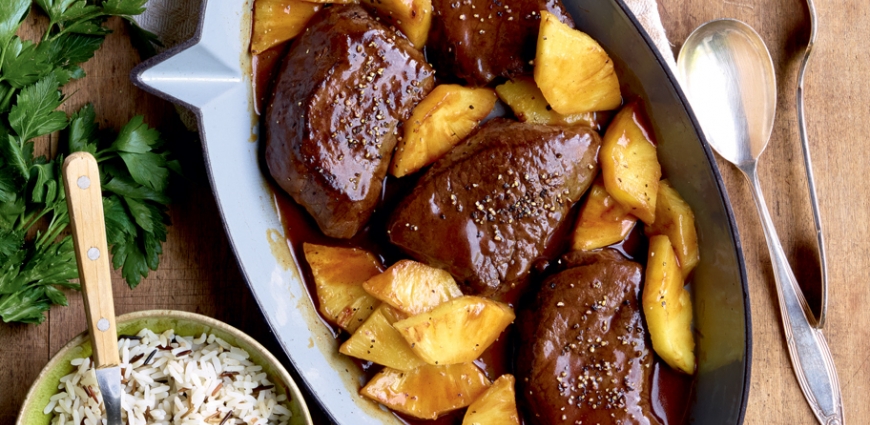 Steaks de biche à l'ananas, au rhum et aux épices à spéculoos