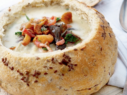 Potage aux champignons des bois