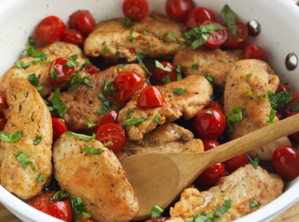 Aiguillettes de poulet sautées à la vinaigrette balsamique