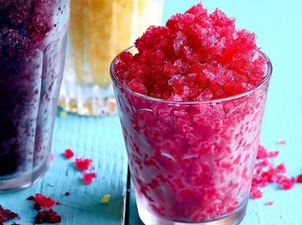 Granité de fruits rouges au porto et au vin rouge