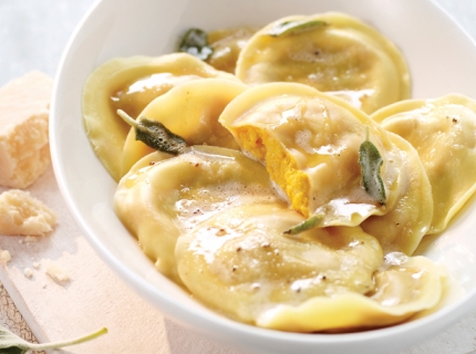 Ravioli au potimarron et beurre à la sauge