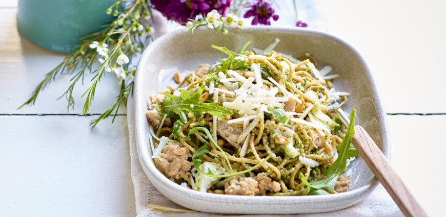 Pâtes au blé complet et pesto