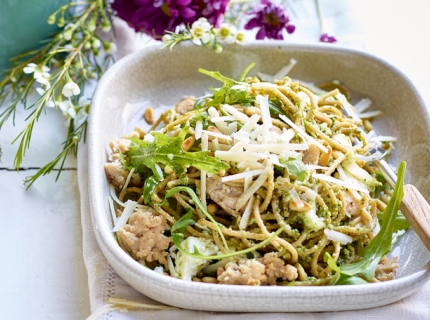 Pâtes au blé complet et pesto