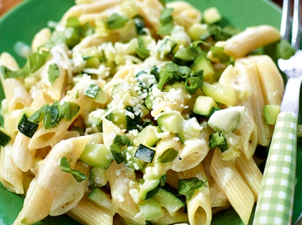 Penne à la carbonara de courgettes