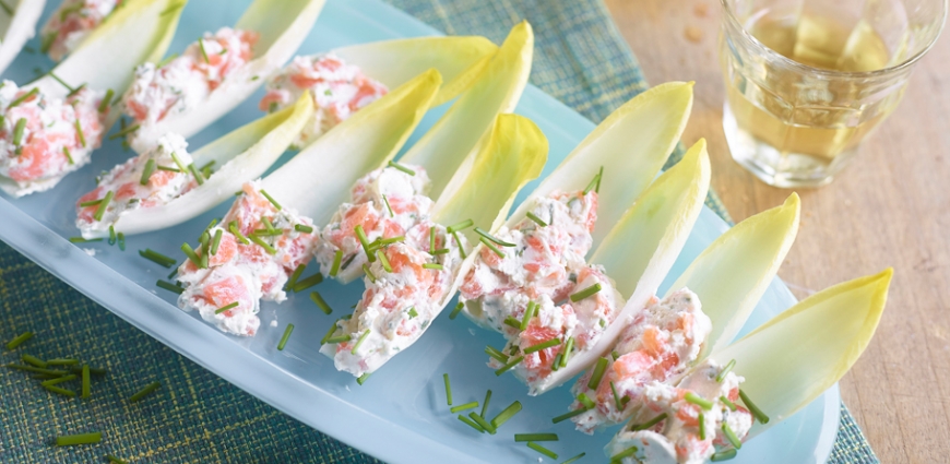 Barquettes de chicon au saumon fumé et au fromage frais