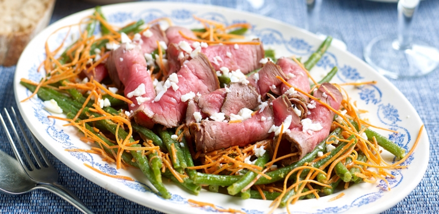 Salade de bœuf et haricots verts aux carottes