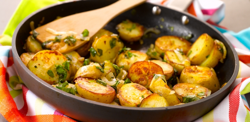 Pommes de terre sautées au basilic