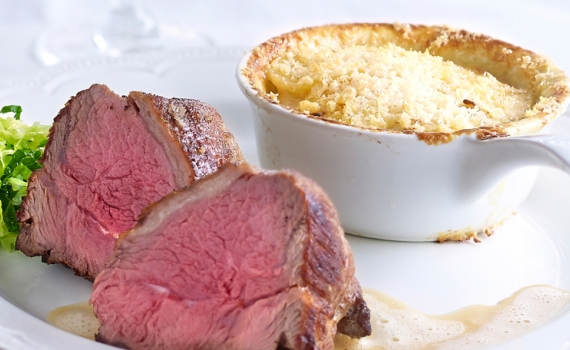 Agneau, gratin de potiron et céleri-rave