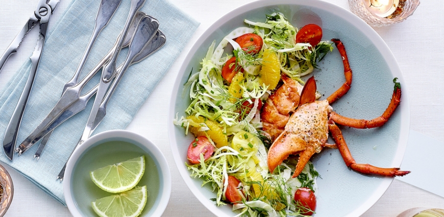 Homard au fenouil mariné, à l'orange et à l'aneth