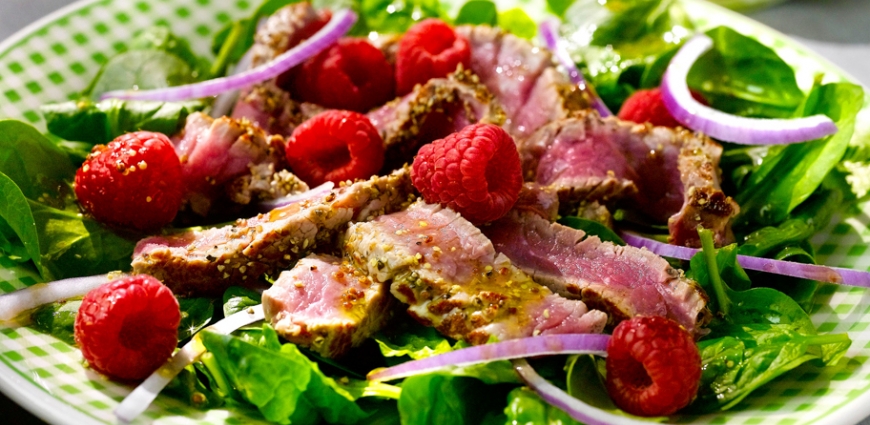 Salade de bœuf aux framboises