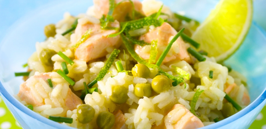 Pilaf au saumon et au citron vert