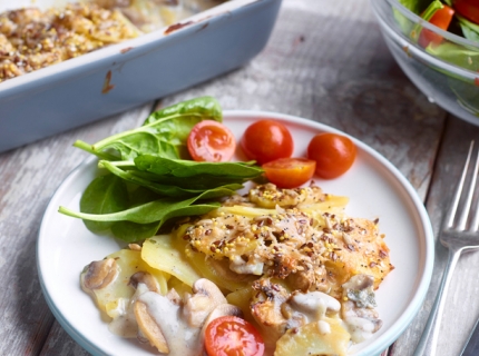 Gratin de pommes de terre aux champignons