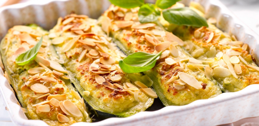 Courgettes farcies aux amandes et au parmesan