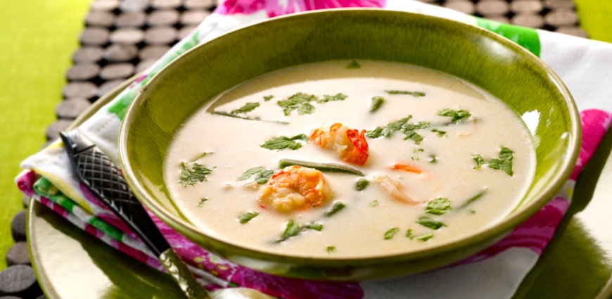 Potage de crevettes au lait de coco