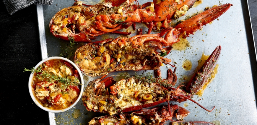 Homard grillé et beurre aux herbes italiennes