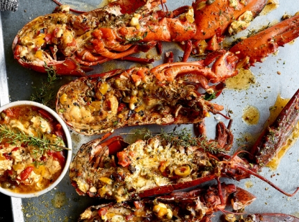 Homard grillé et beurre aux herbes italiennes