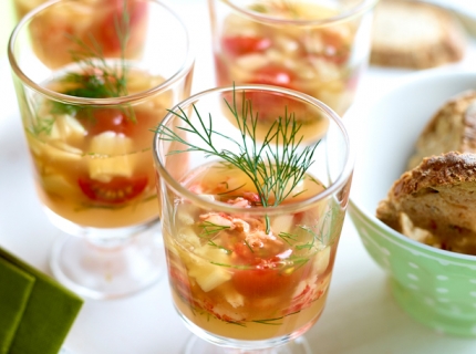 Aspic d’écrevisses aux tomates-cerises