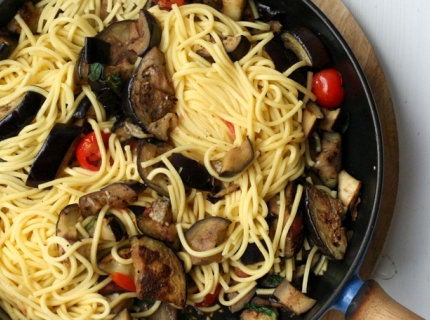 Spaghetti aux aubergines