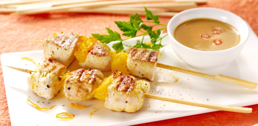 Brochettes de poulet et oranges