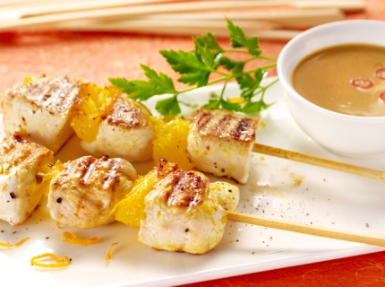 Brochettes de poulet et oranges