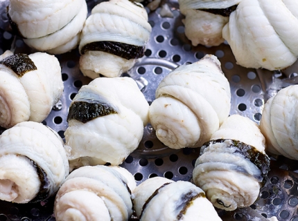 Roulades de filets de sole et feuilles de Nori