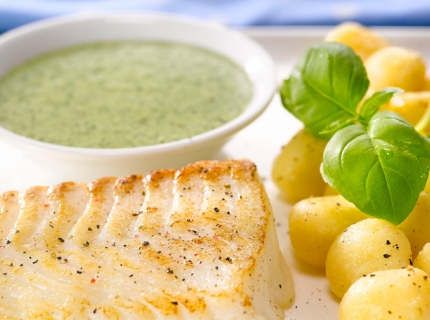 Skrei grillé, crème de pesto