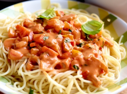 Spaghetti aux petits légumes